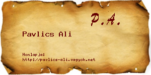Pavlics Ali névjegykártya